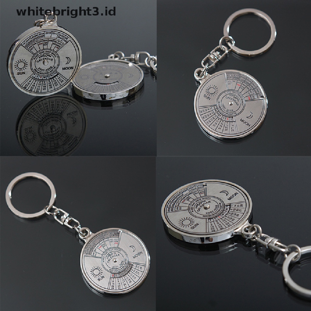 {whitebright3.id} Cool Stylish 50 Year Calendar Key Chain Keyring Keyfob Metal Alloy Ring Compass ,