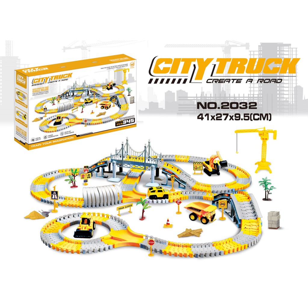 mainan track mobil City Truck 255 PCS