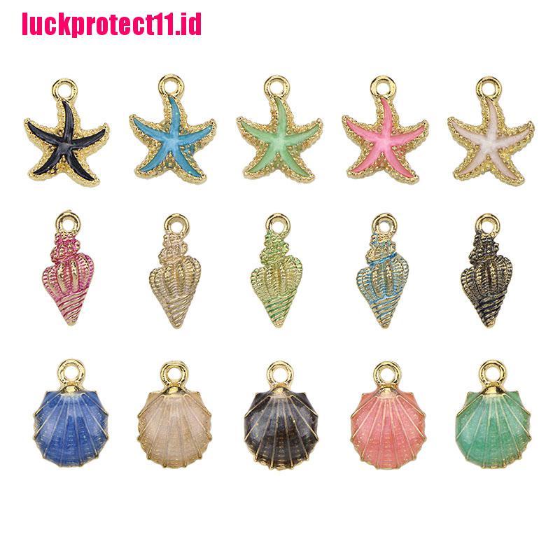 15 Pcs Liontin Enamel Bentuk Bintang Laut Dan Keong Untuk Kerajinan Perhiasan Charms