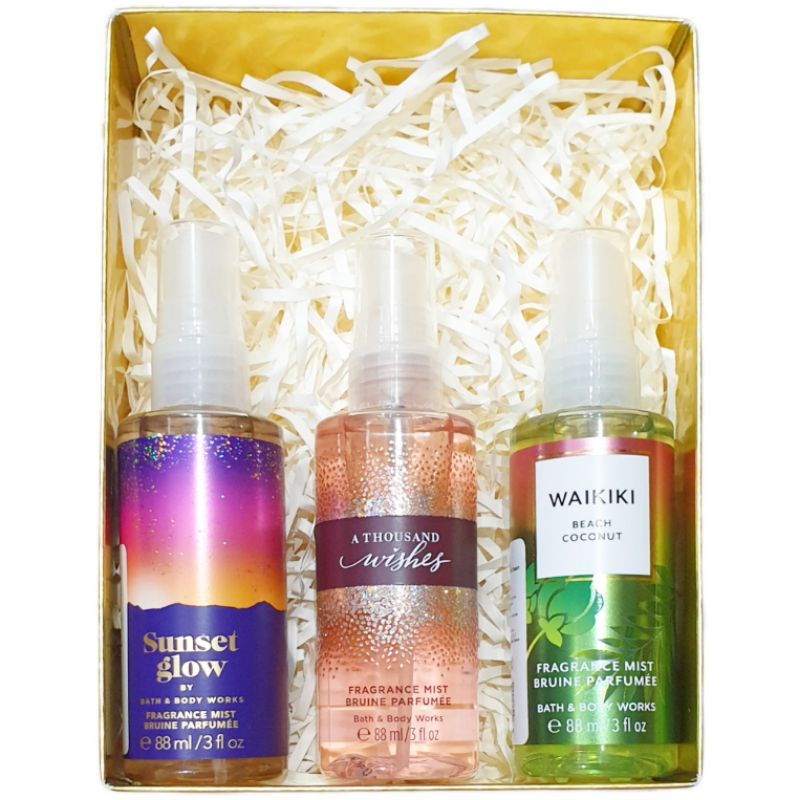 BATH &amp; BODY WORKS BBW PAKET TRAVEL SIZE MIST SHOWER GEL BODY LOTION BODY CREAM WITH BOX HEMAT SUPER MURAH LEBAY HAMPERS KADO HADIAH HARI RAYA IBU NATAL ULANG TAHUN BIRTHDAY VALENTINE SESERAHAN NATAL CHRISTMAS LENGKAP A THOUSAND WISHES WARM VANILLA SUGAR