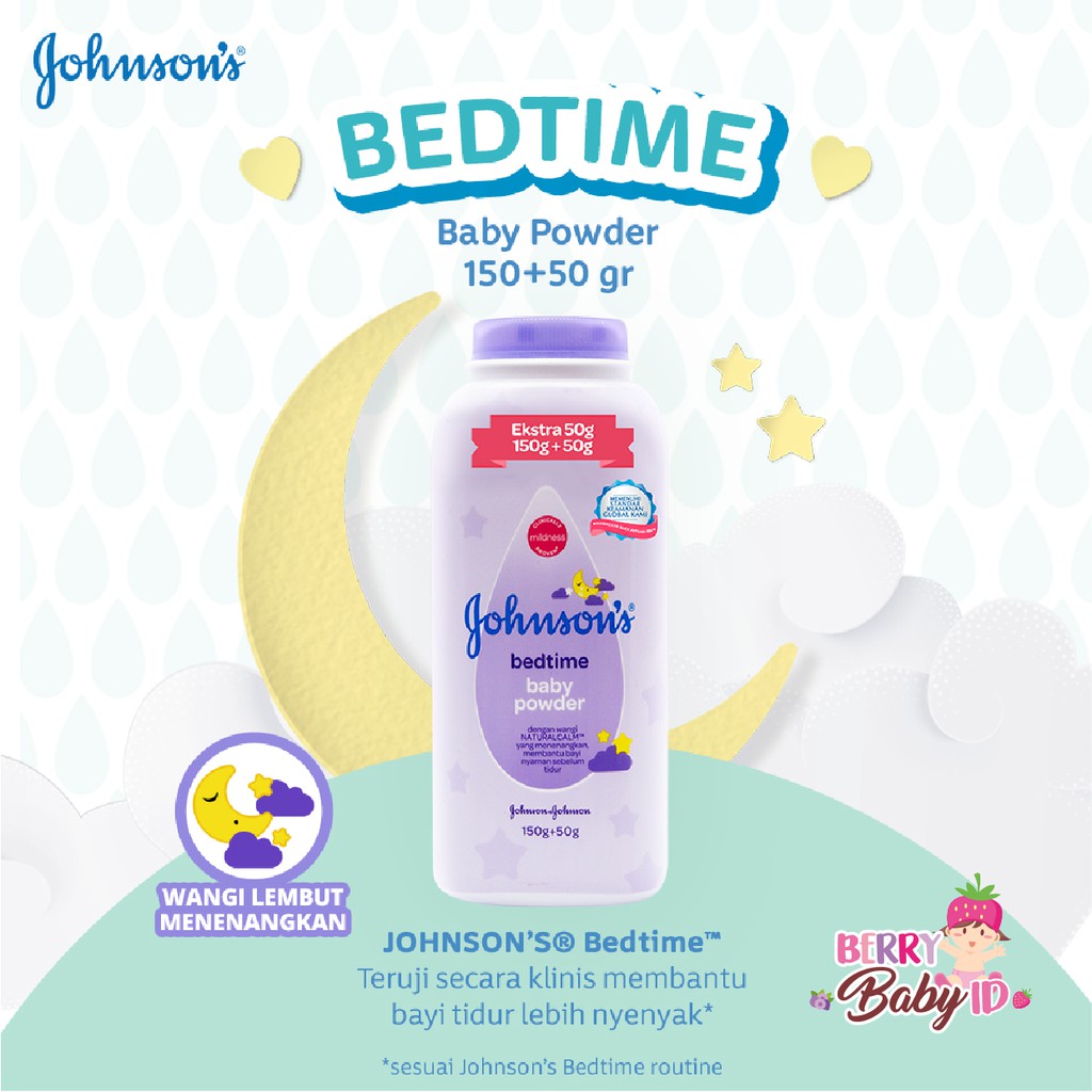 Johnson's Baby Powder Bedtime Bedak Tabur Bayi Anak Johnsons Berry Mart