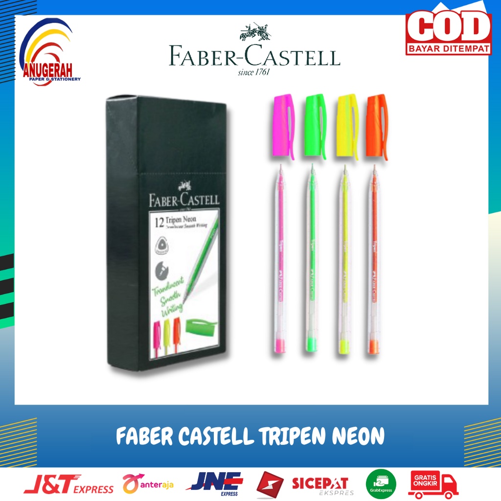 

Faber Castell Gel Pen Tripen Neon Kuning 547407 / Orange 547415 / Pink 547428 / Hijau 547463 (PCS)