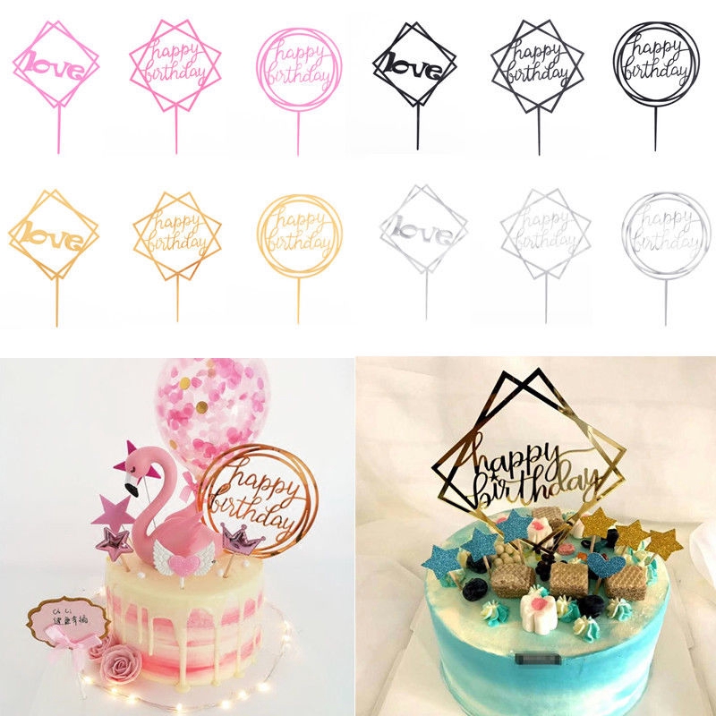 Topper Kue Cupcake Bahan Akrilik Untuk Dekorasi Pesta Ulang Tahun / Pernikahan