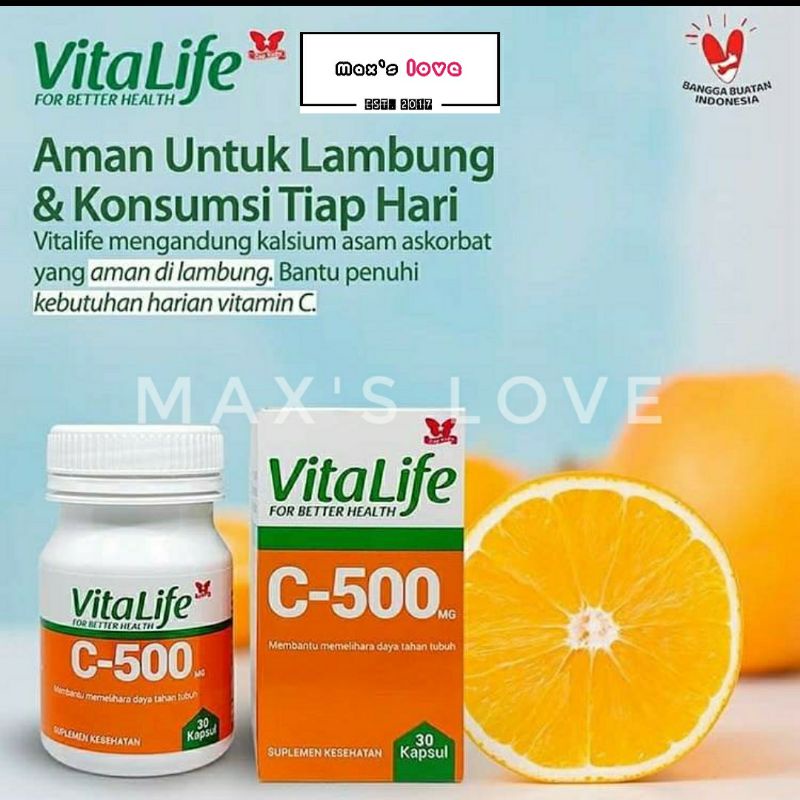 Vitalife C 500 Mg Vitamin 500Mg Suplemen Kesehatan 30 Kapsul Supplement