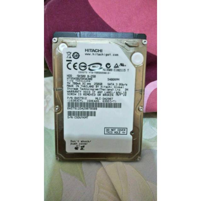 Hardisk (hdd) internal laptop 250gb hitachi 2.5" original