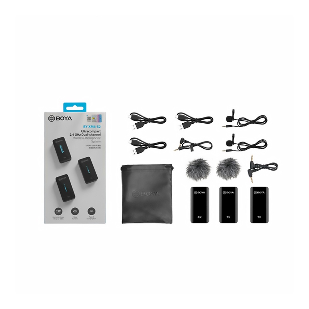 BOYA BY-XM6-S2 Ultra-Compact 2.4GHz Wireless Microphone System with 2 Transmitter