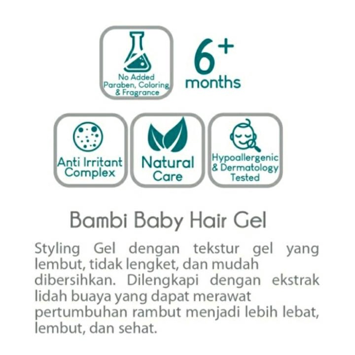BAMBI Baby Hair Gel Rambut Anak / Minyak Rambut Bayi / Pomade (Tube) 50ml