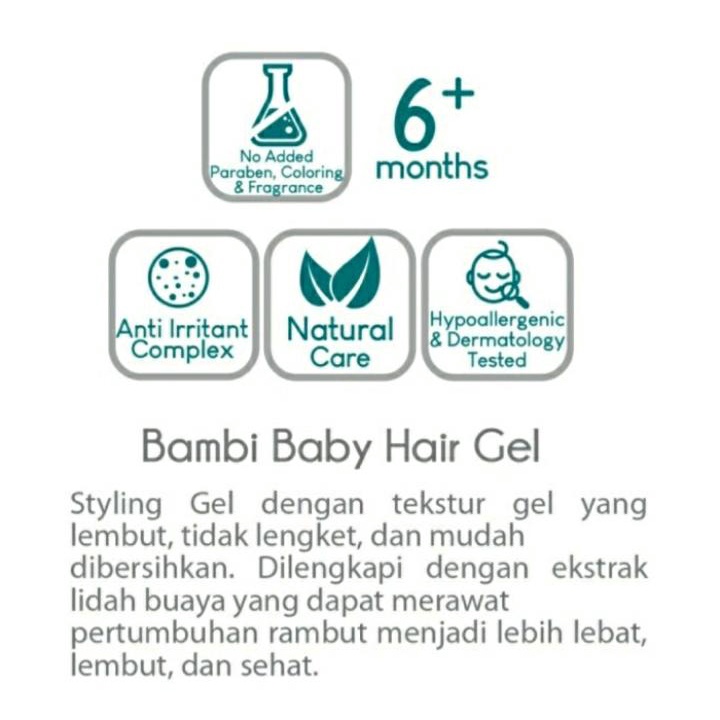 BAMBI Hair Gel (Tube) Minyak Rambut Gel Bayi 50ml / Gel Rambut Anak Bayi