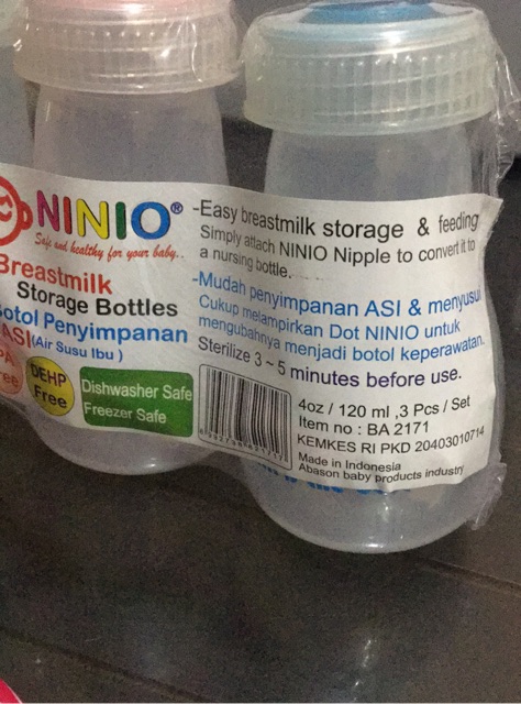 Ninio Botol Asi isi 3 BPA Free Breast Milk Storage