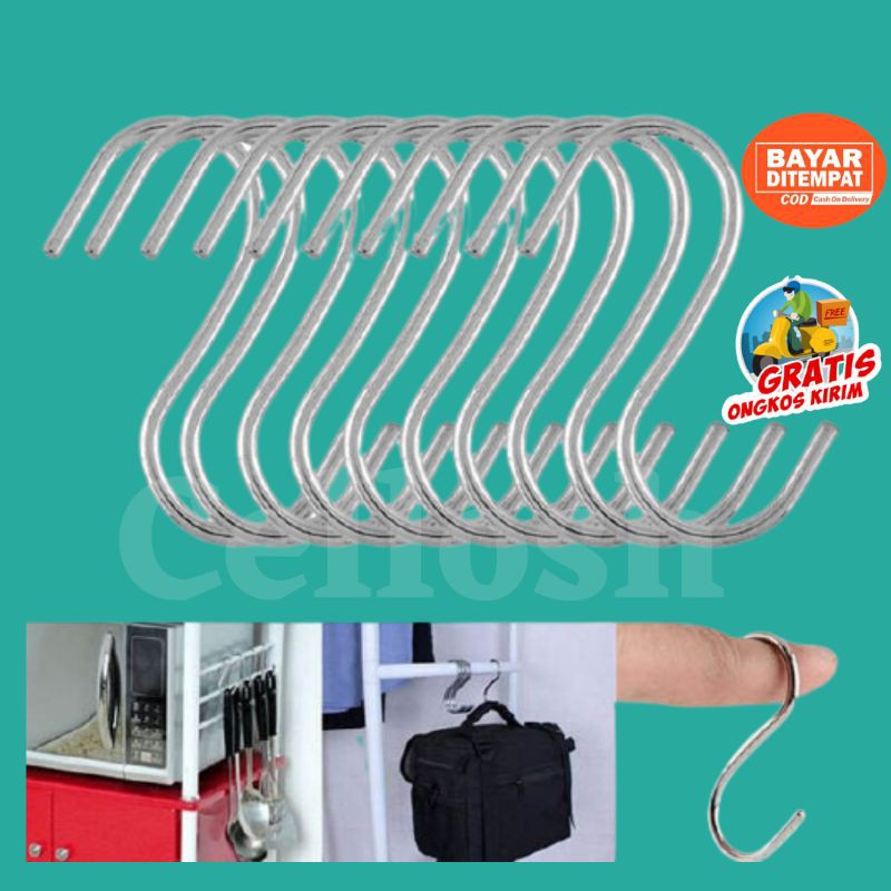 Hanger Gantungan Serbaguna Stainless Steel Isi 10 PCS