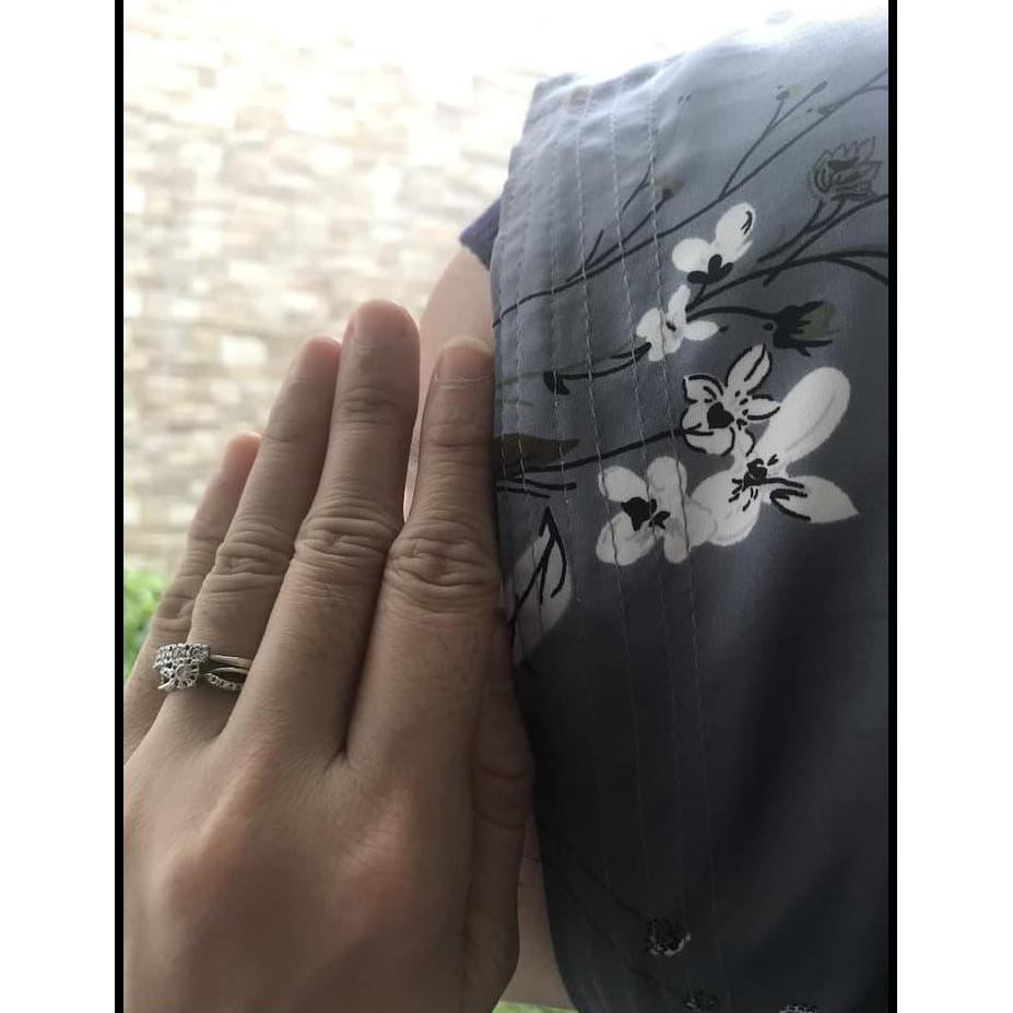 SUPER SALE KERUDUNG KHIMAR HIJAB SYARI BAHAN MAXMARA MOTIF BUNGA ABU ABU NON PET