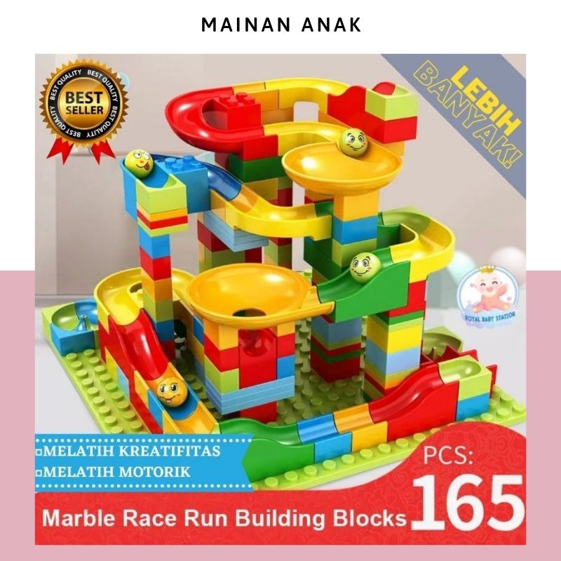 165 pc Mainan Marble Run Blok Seru