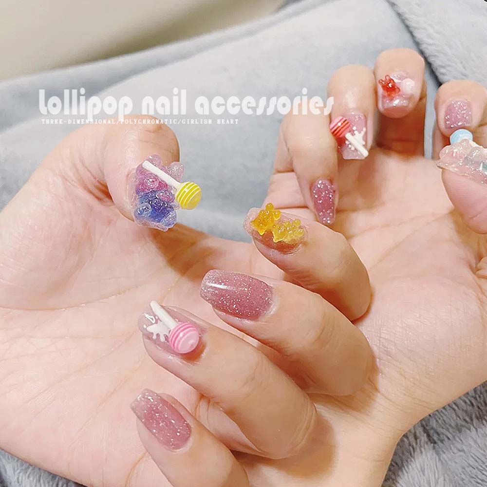 Mxbeauty Hiasan Kuku Bentuk Permen Lolipop 3d Untuk Nail Art