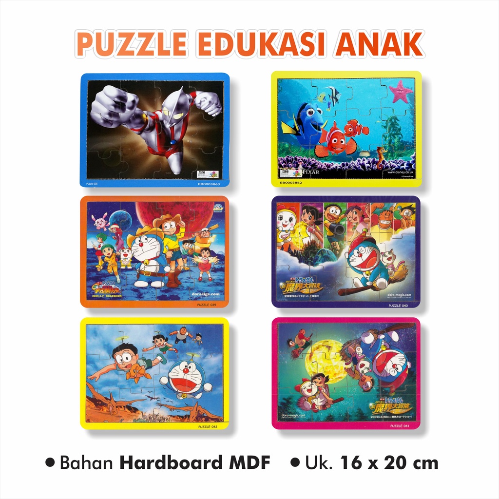 Puzzle Edukasi Anak / Puzzle Kayu / Puzzle Anak : Finding Nemo / Ultraman / Doraemon