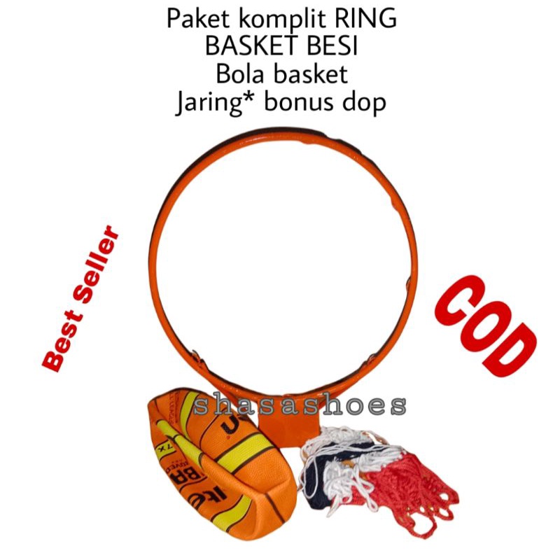 Ring Basket Dewasa paket lengkap RING BASKET BESI+jaring+bola basket bonus dop termurah