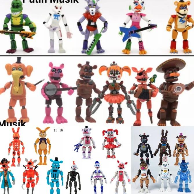 Actions figure fnaf LENGKAP 6pcs freddy foxy chica nightmare