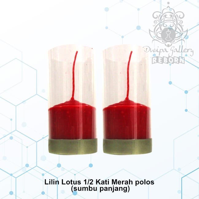 Lilin Puja Sembahyang Lotus 1/2 Kati Merah Polos (sumbu panjang)