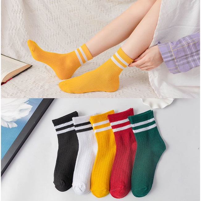 Kaos Kaki Pendek Stripe Pria dan Wanita Oldschool