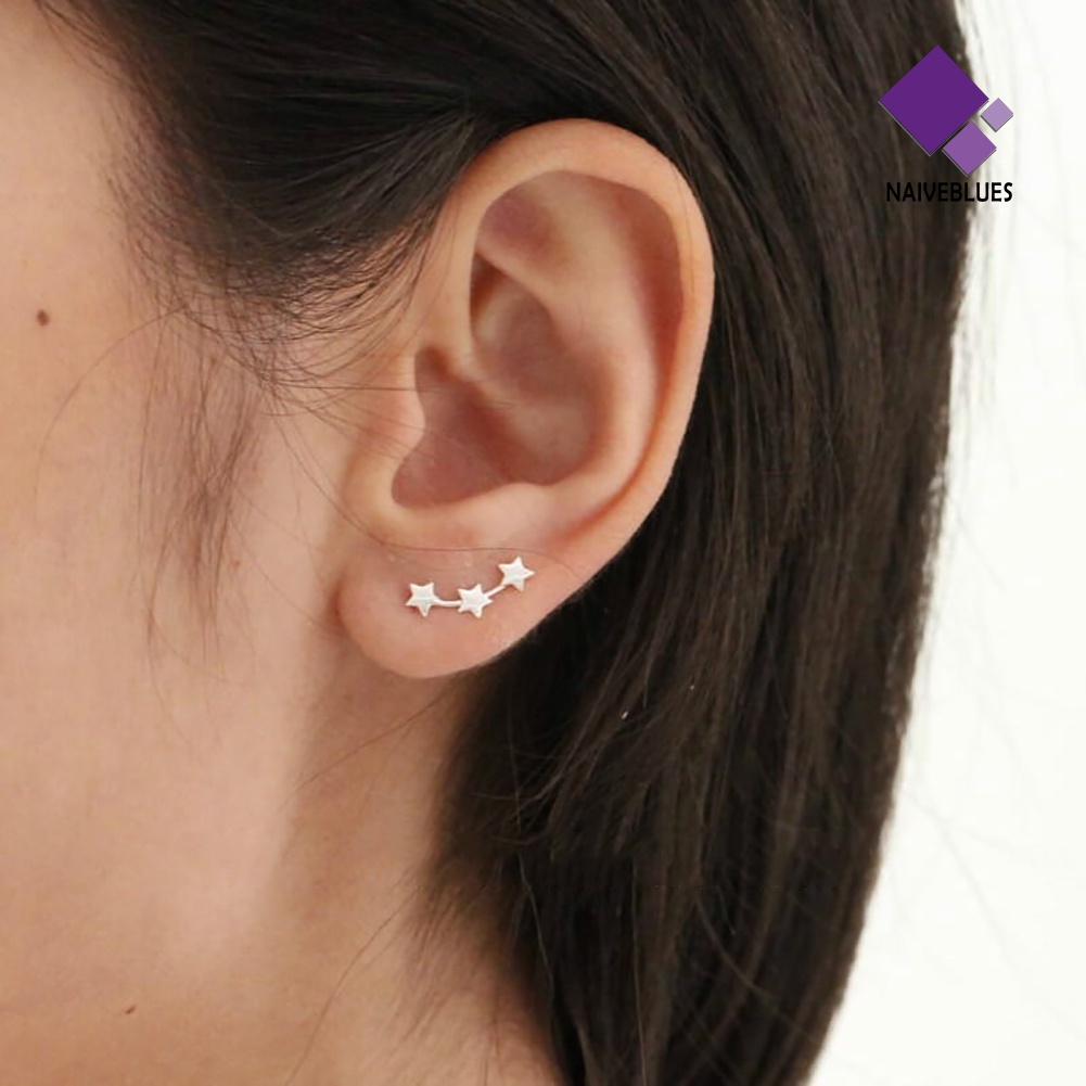 1 Pasang Anting Stud Bentuk Bintang Gaya Elegan Untuk Wanita