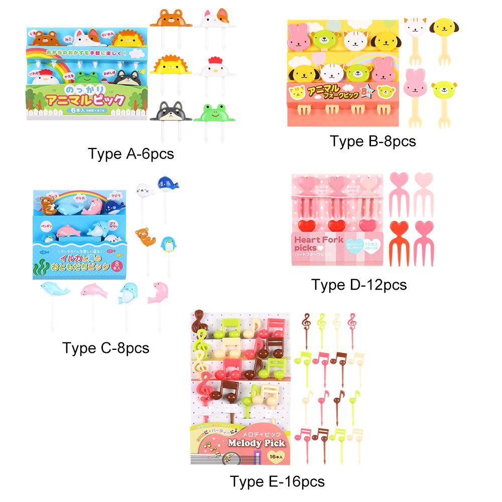 SOLIGHTER Cartoon Fruit Fork Animal Toothpick Bento Fork Tableware Party Decoration Cute Decorative Kitchen Supplies