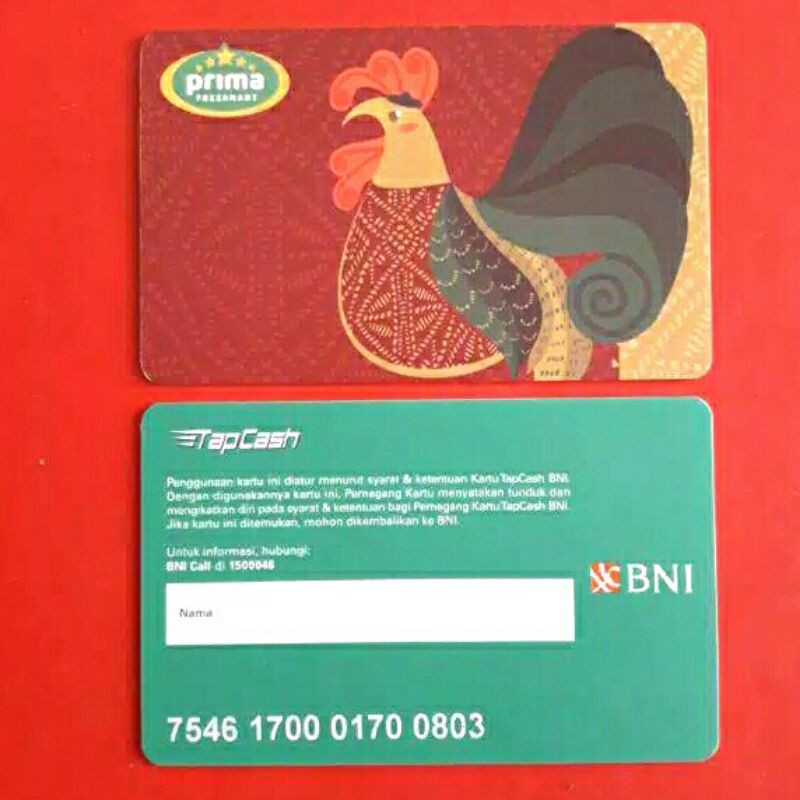 BNI Tapcash PRIMA design AYAM /Like eMONEY eTOLL Flazz or Brizzi