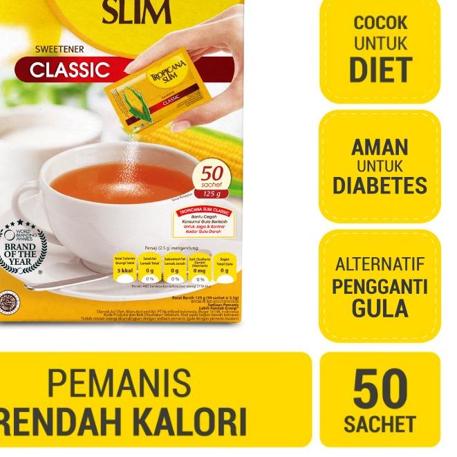 

Model Baru Tropicana Slim Sweetener Classic 50 Sachet - Pemanis untuk Bantu Batasi Gula 04J!