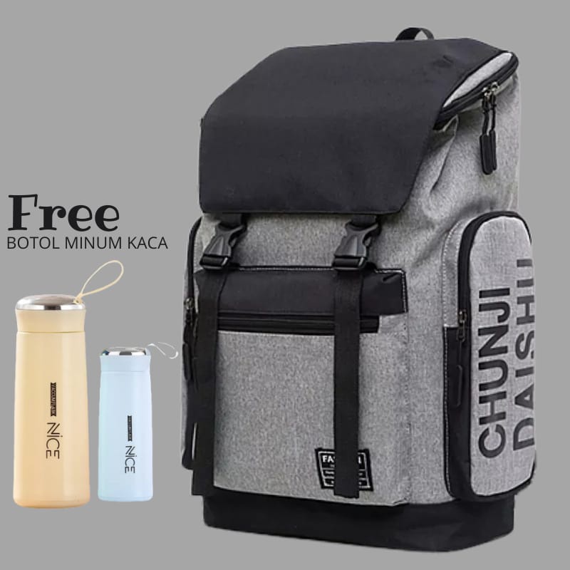 DK_AXEE - CHUNJIII Tas Ransel Kapasitas Besar Perjalanan Luar Ransel Portable Pria Wanita