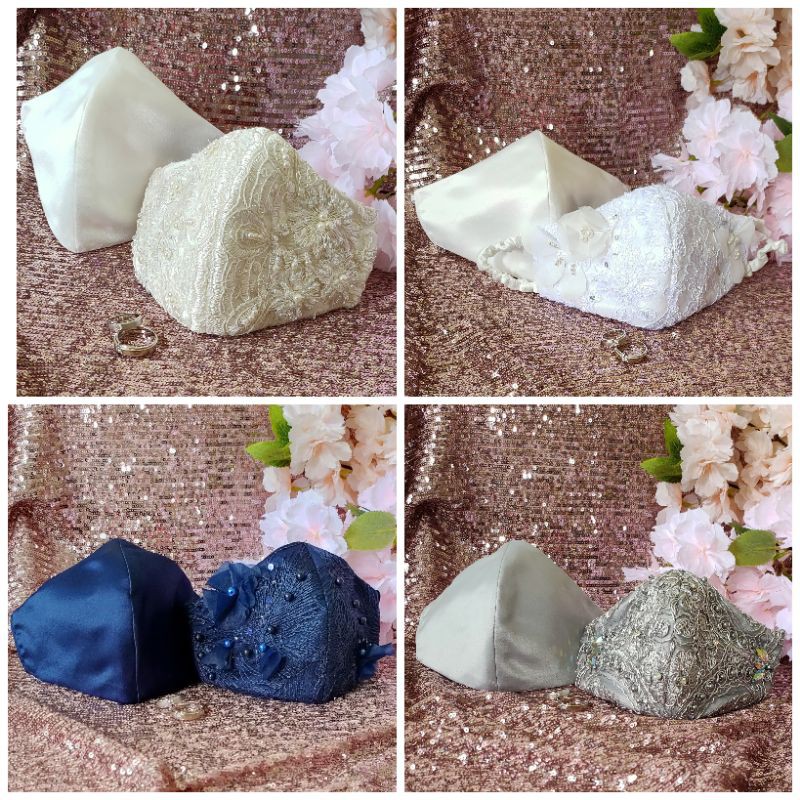 (Hijab dan non hijab) masker brukat/brokat/payet/pengantin/bride/bridal/tile/wedding/akad/pesta