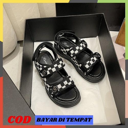 COD Termurah Wedges Sandal Gunung Sepatu Wanita Impor SS-SW04 Free Kotak Sepatu