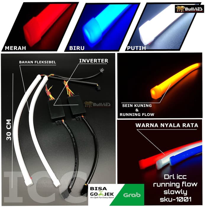 Lampu DRL Fleksibel 2 Mode Running Sein Senja 30cm NMAX XMAX Aerox 155