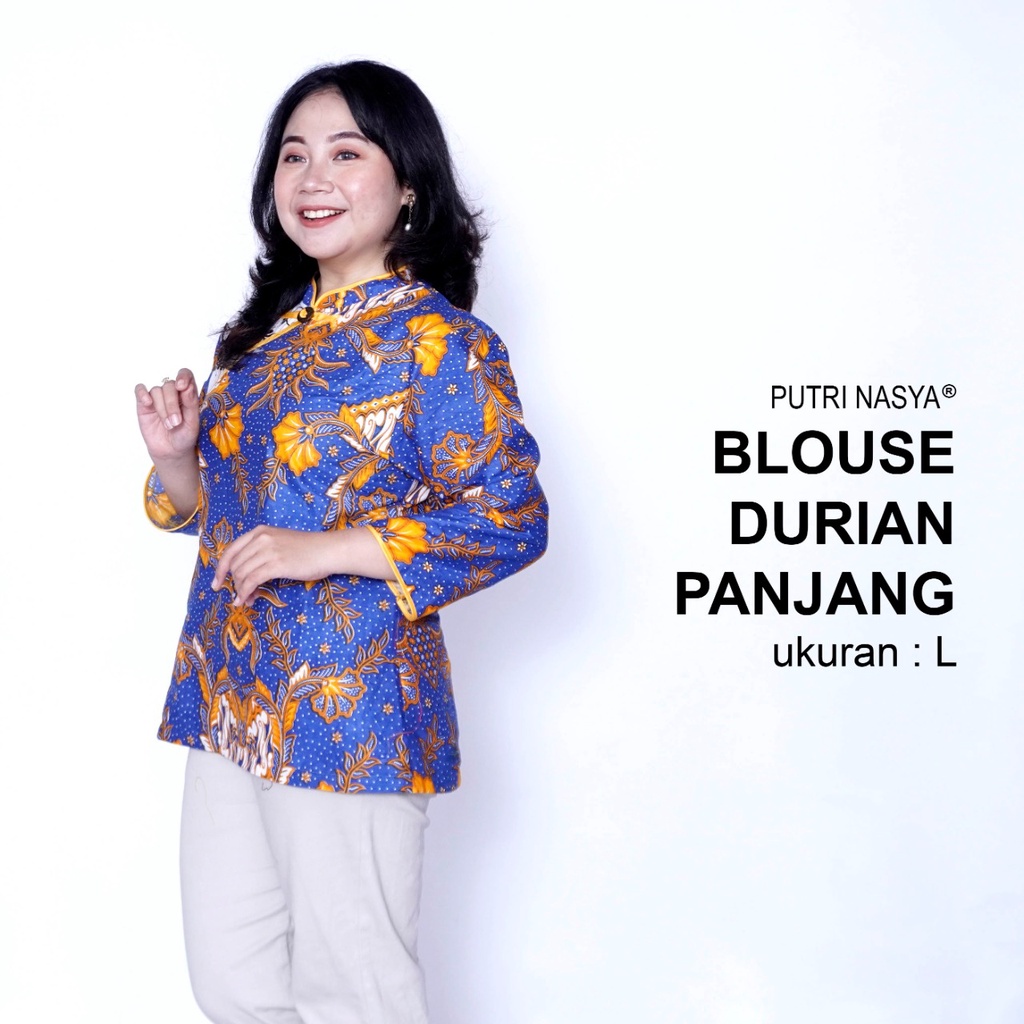 Blouse Big Size Wanita Atasan Batik Lengkap S-M-L-XL-2L-3L-4L-5L-6L-7L Model Blus Jumbo Seragam Batik / Atasan Formal Kantor Wanita / Pakaian Batik Kekinian Kerja Wanita LD 140