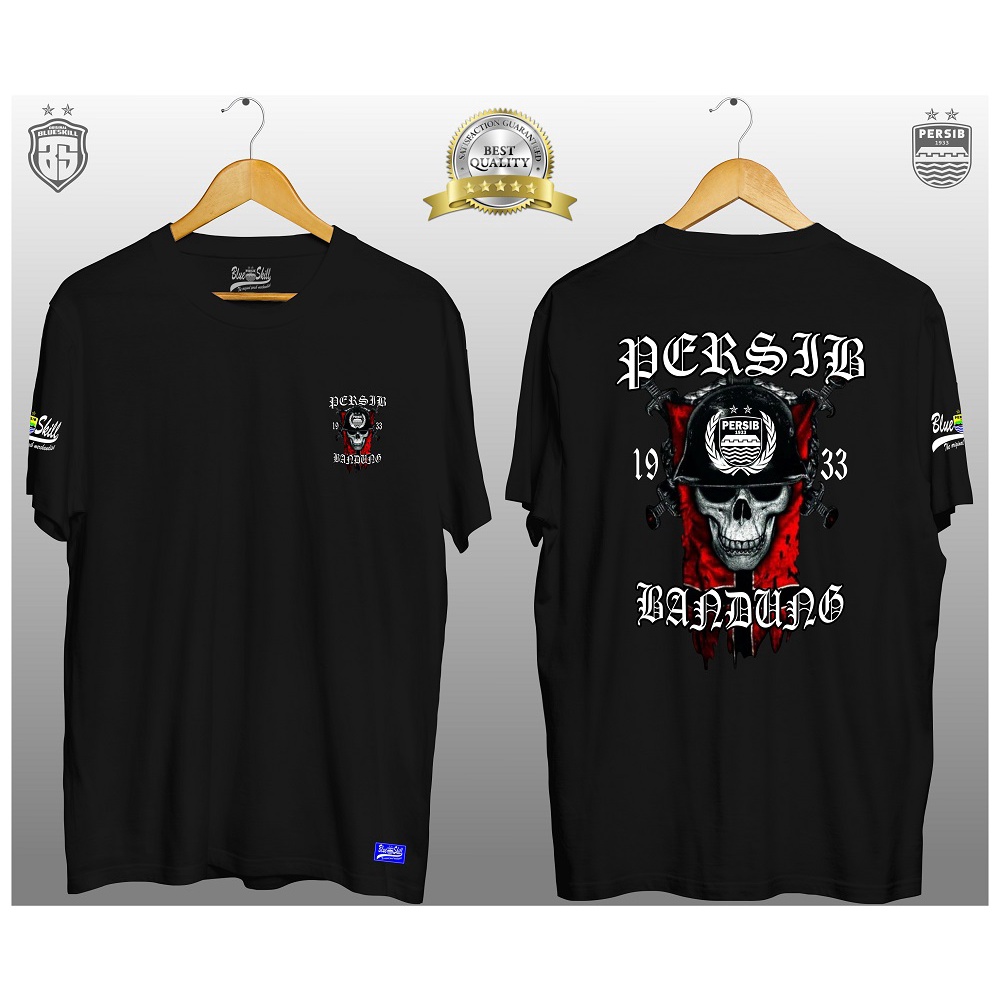 Kaos persib pendek / kaos persib skull bandung 1933 / kaos persib untuk pria dan wanita / kaos originalblueskill