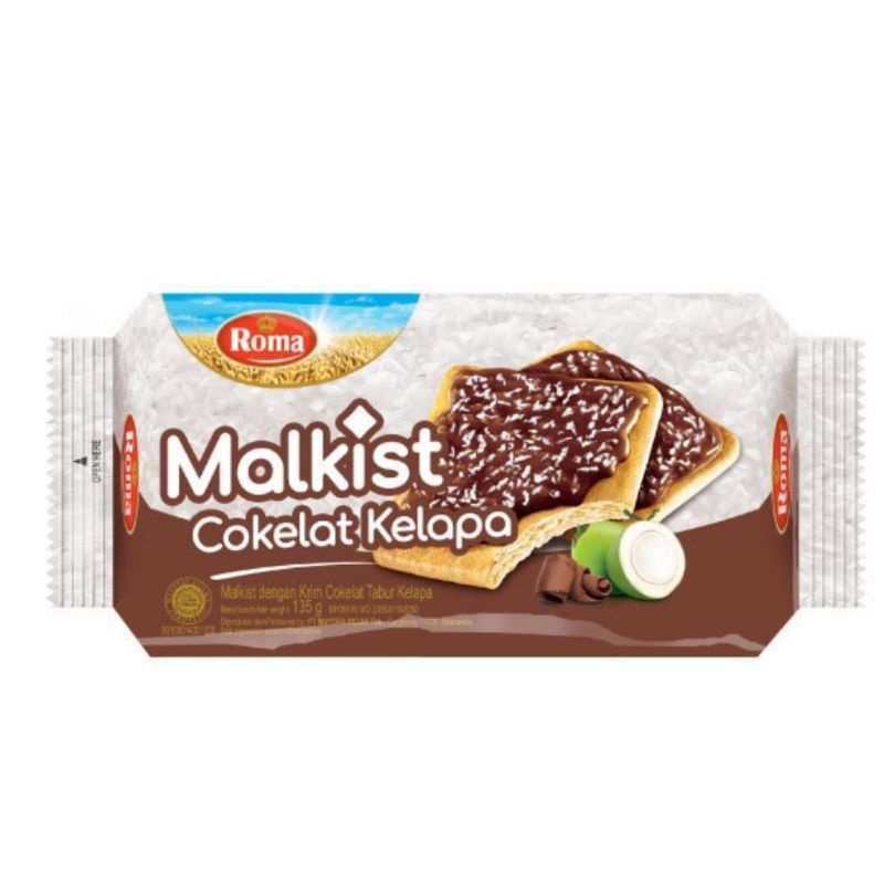 

roma malkist coklat kelapa 95gr - biskuit malkist coklat toping kelapa - camilan murah enak