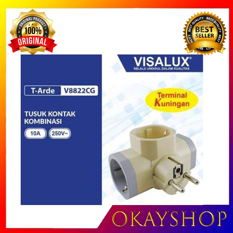 Okayshop Steker T Arde Colokan 3 Lubang Colokan T Arde Steker Kombinasi V8822 visalux