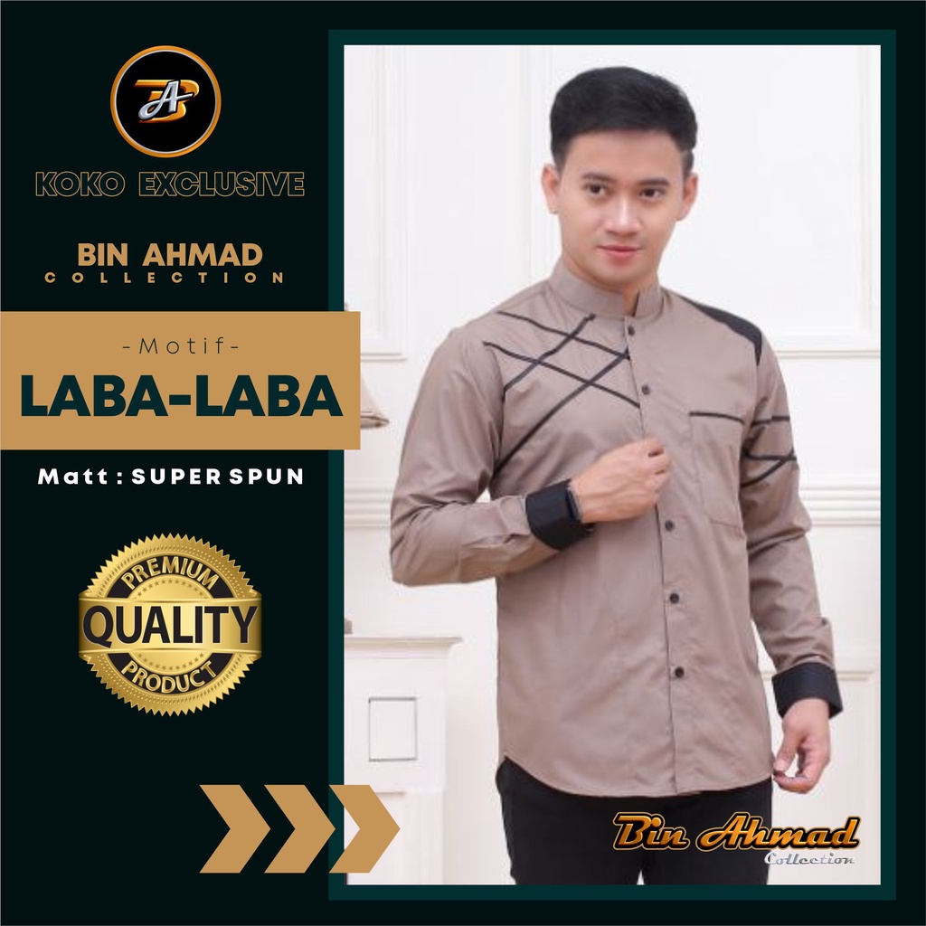KOKO BIN AHMAD MOTIF LABA-LABA ATASAN LENGAN PANJANG KOKO GUS AZMI SYUBANUL MUSLIMIN