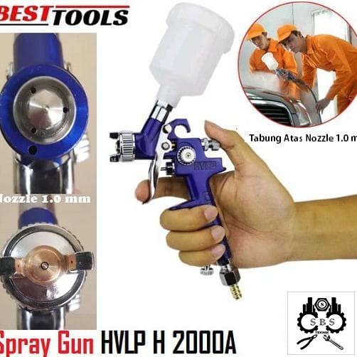 Spray Gun Mini HVLP H 2000A Spray Gun HVLP Tabung Atas Nozzle 1.0 mm