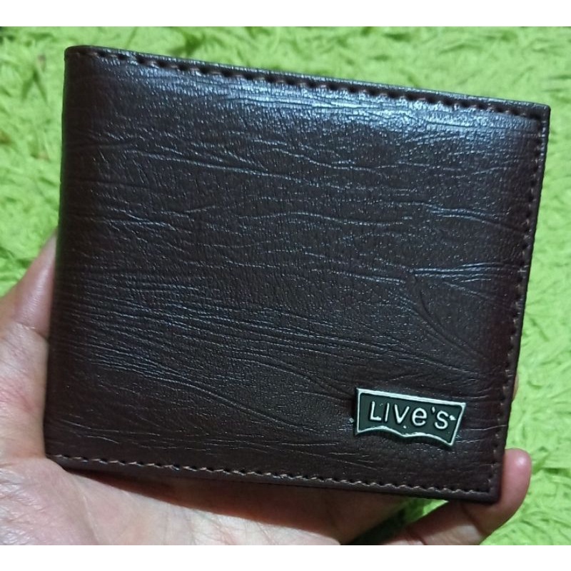 Dompet pria pendek polos dompet lipat 2 kulit PU polos