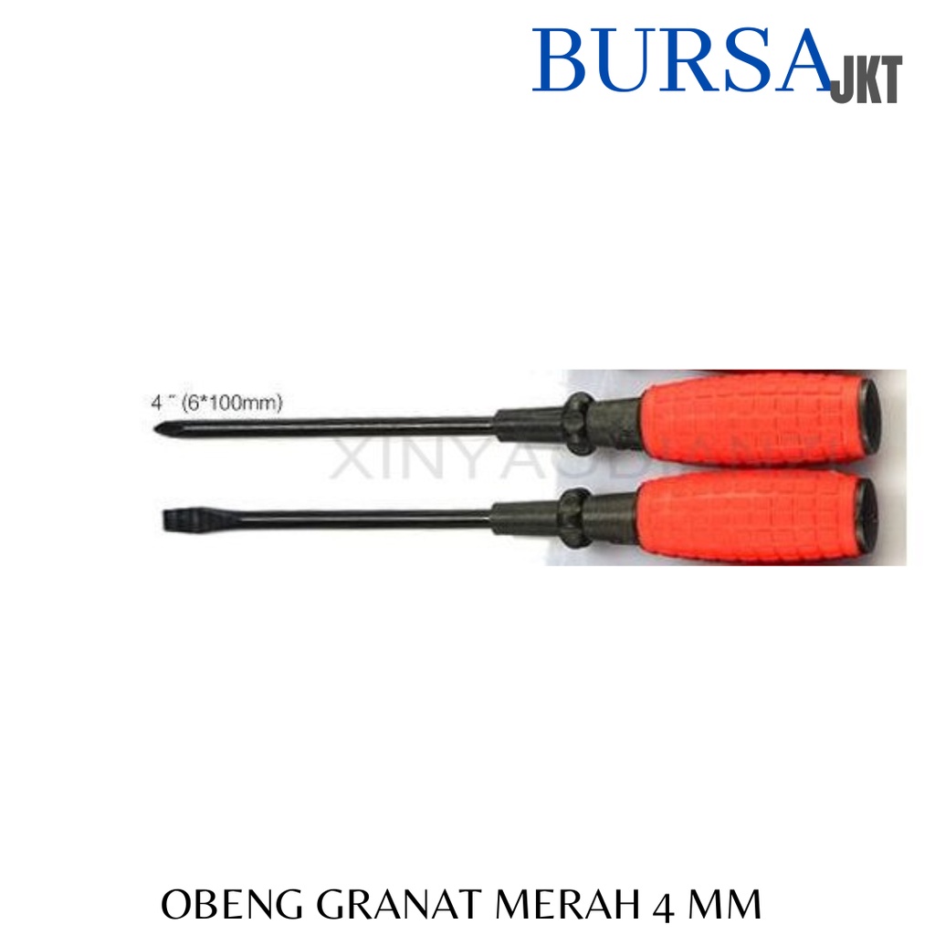 OBENG KARET MODEL GRANAT MERAH 4 MM PANJANG 160 MM MINUS -