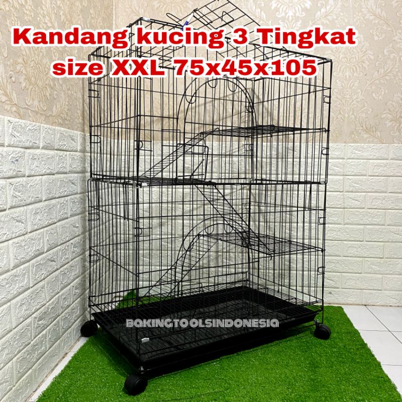 KANDANG KUCING 3 TINGKAT SIZE XXL 75X45X105 HIGH QUALITY