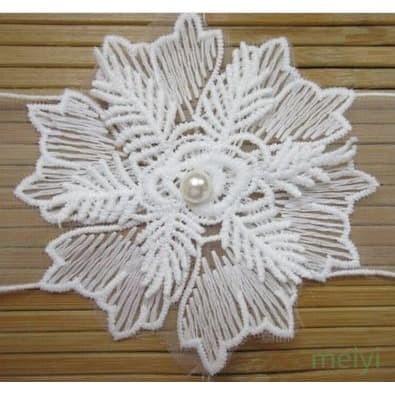 Lace Patch - White Flower Beading #35 (5pcs)