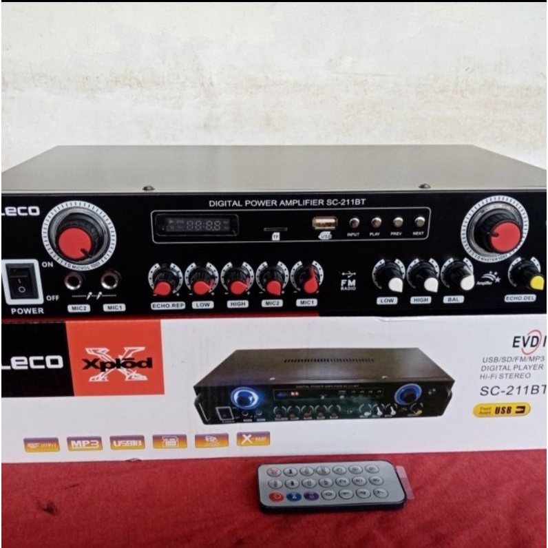 Amplifer Fleco SC 211BT Bluetooth Strereo Karoeke +Mp3 Player+FM
