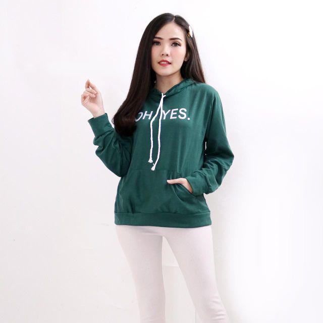 Terbaru!!! Sweater Hoodie Wanita/OH YES /ukuran M, L, XL-Hijau