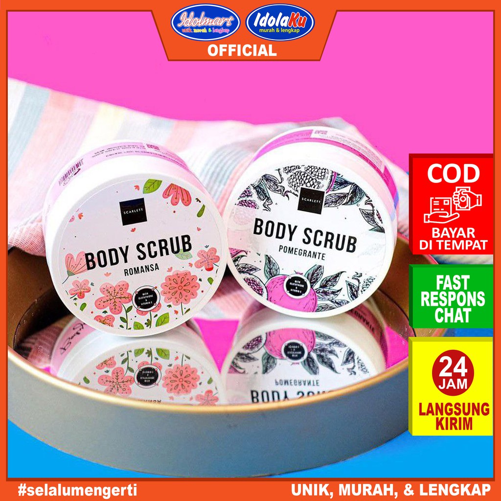 IDOLAKU Scarlett Whitening Body Scrub Pomegranate 250ml / Lulur Pemutih Kulit