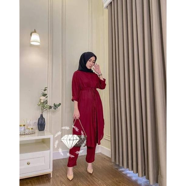 Setelan Wanita Kr Set Sherlyns Setelan Kondangan Baju Lebaran 2021 - Maroon, All Size Ready Stok