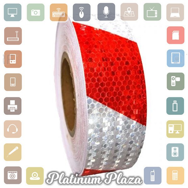 TaffPACK Nano Car Reflective Sticker Warning Strip Tape Two Color Trunk Exteri`2V398M-- Painting Red