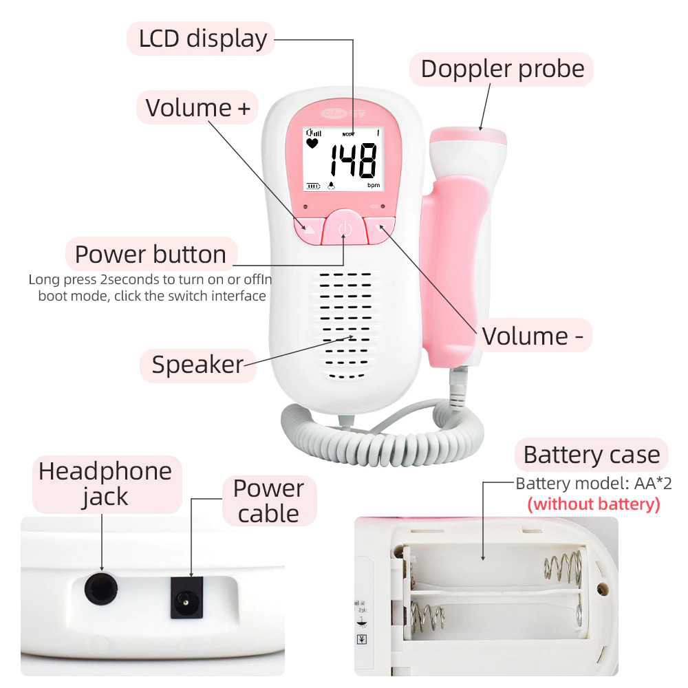 Cofoe Alat Deteksi Jantung Janin Bayi Fetal Doppler Heartrate - JSL-T501