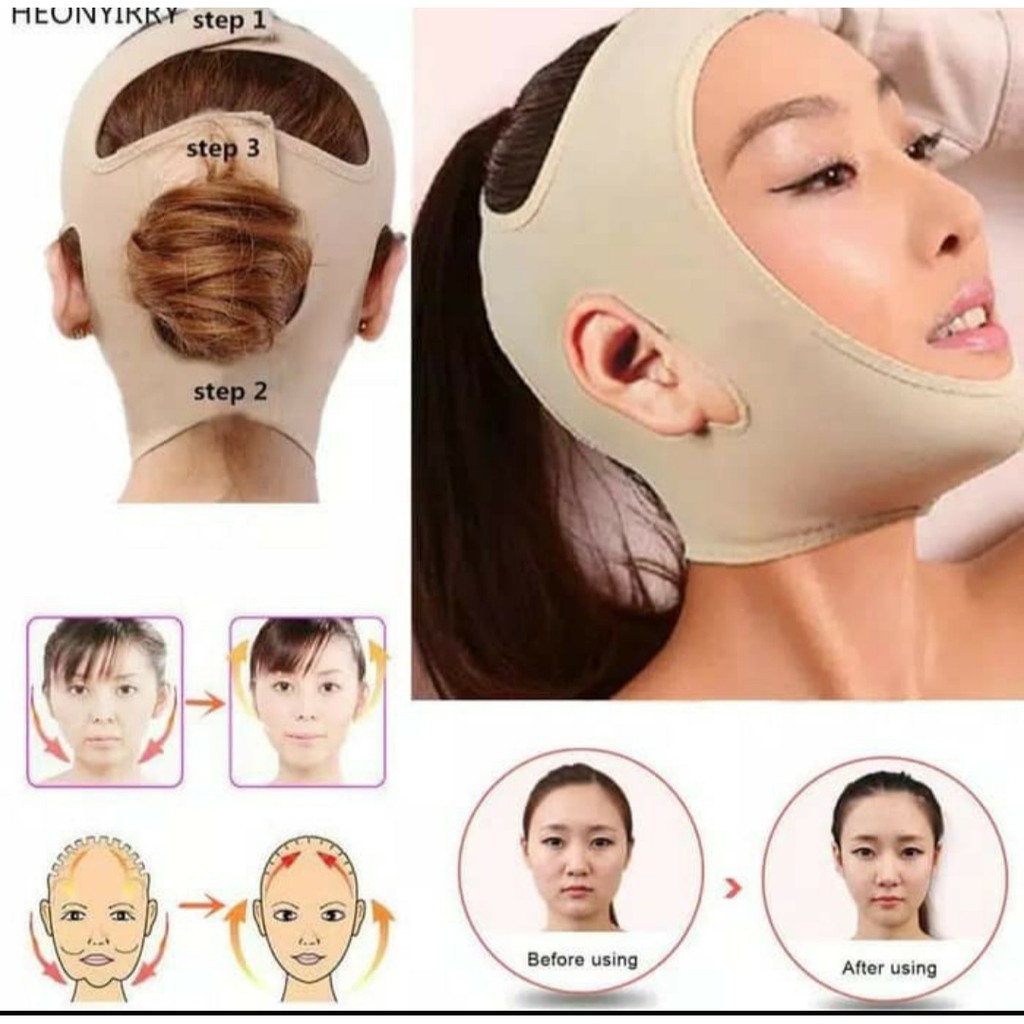 SHAPE OVAL FACE SLIMMING BELT 3D COKLAT - FACE LIFT UP BELT PELANGSING WAJAH