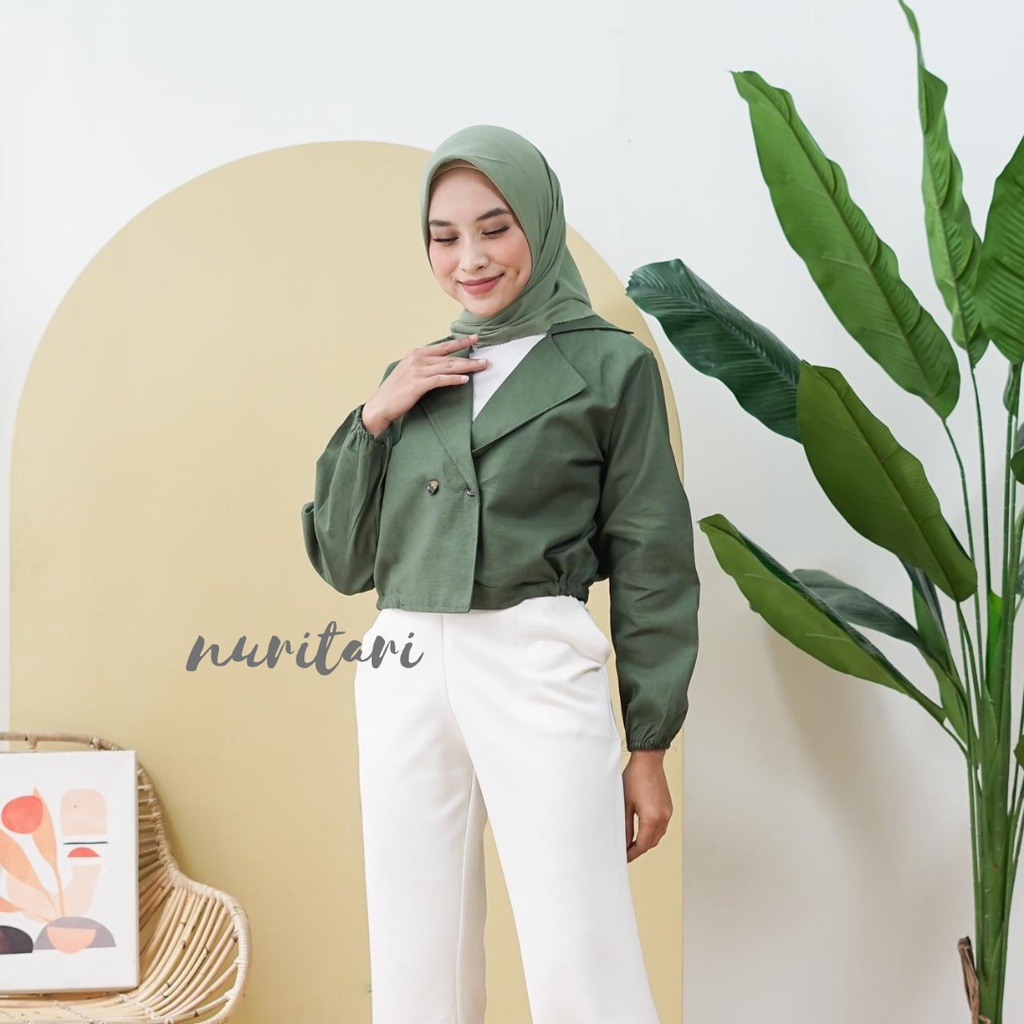 ADARA BLAZER CROP WANITA BAHAN LINEN TERBARU TARA JAKET