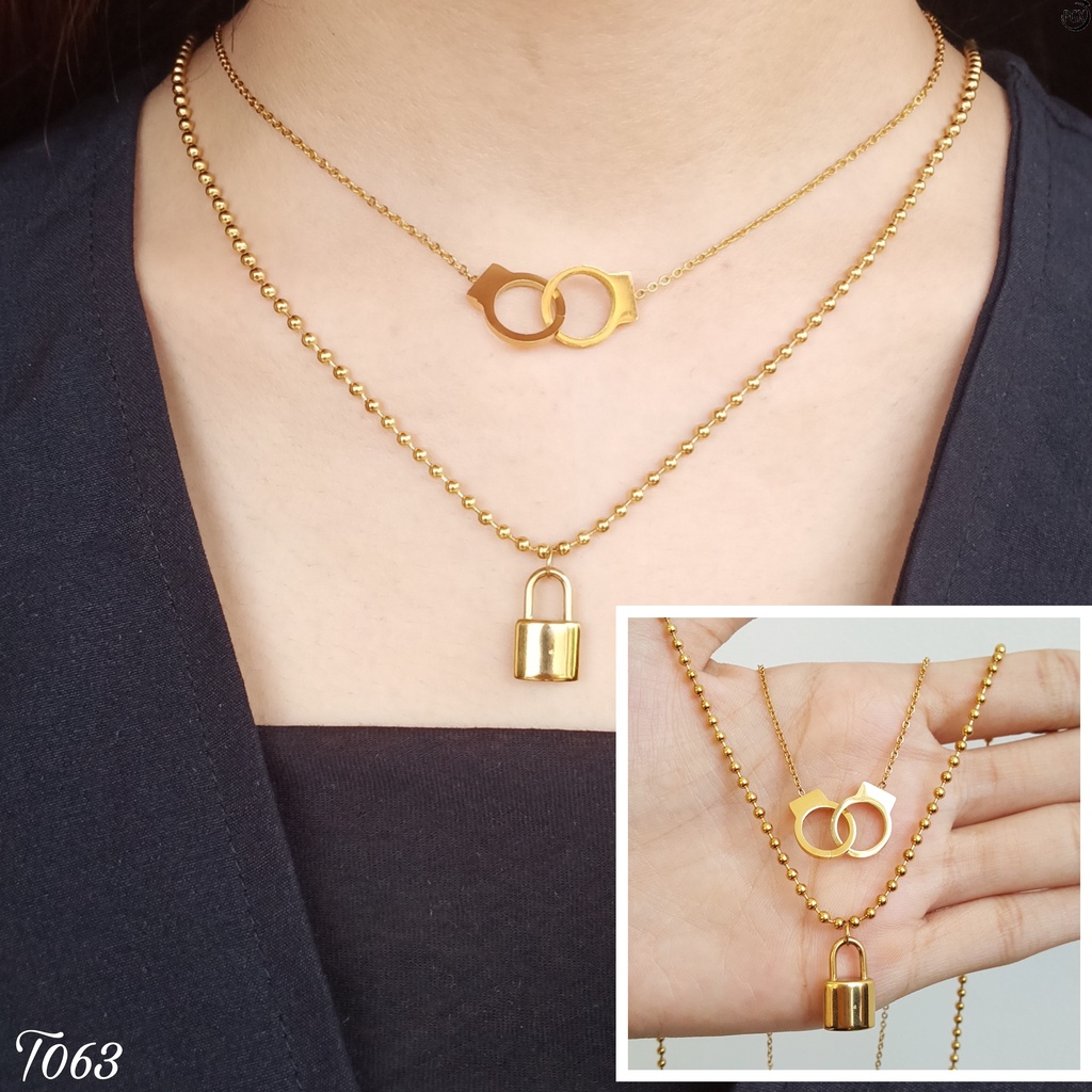 PGX Kalung Titanium Wanita Anti Karat Aksesoris Fashion Perhiasan Premium - T063