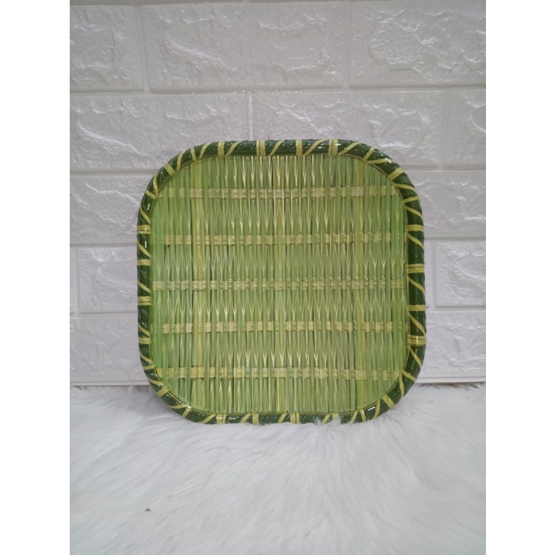 1pcs piring melamin motif anyaman rotan kotak ukuran besar / piring anyam / piring saji / berbeda be